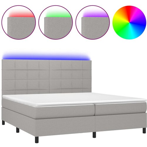 VidaXL Box spring postelja z vzmetnico LED sv. siva 200x200 cm blago, (20761281) Slike