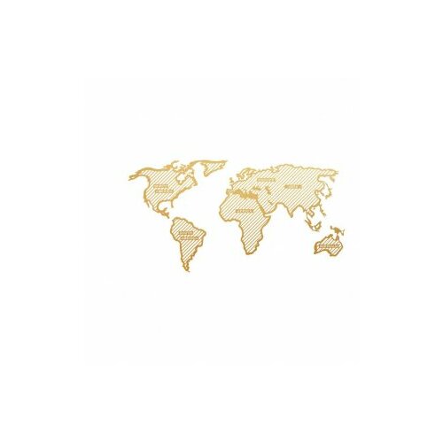 WALLXPERT world map in the stripes gold (120 x 65) Slike