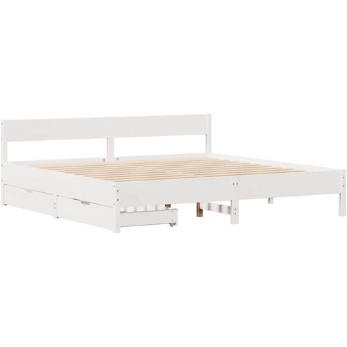 vidaXL Posteljni okvir z vzglavjem bel 200x200 cm trdna borovina, (21322532) Cene