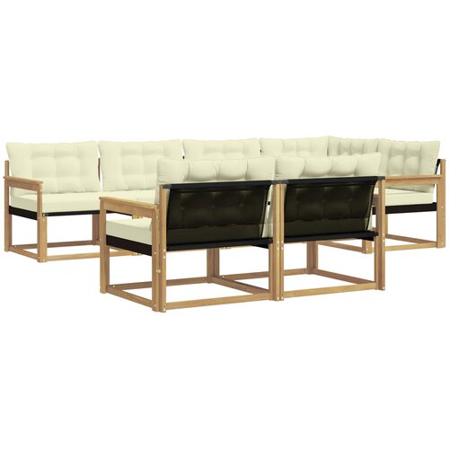  Set vanjskih sofa 7 kom. Bijela i krem Smeđa 327 x 168,5 x 73 cm Slike