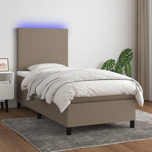  box spring s madracem LED smeđesivi 90x200 cm tkanina Cene