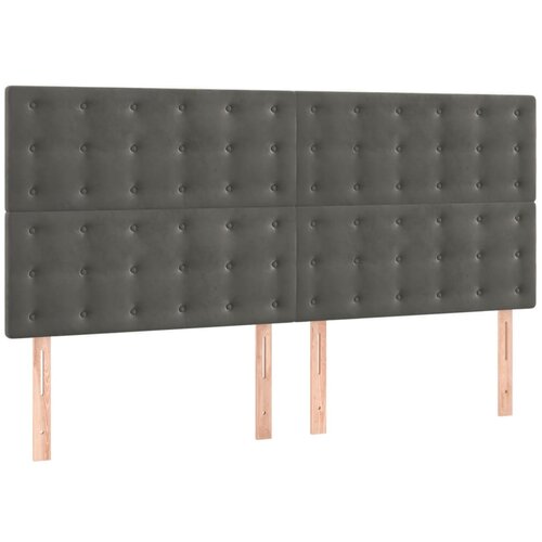 Maison Chic Posteljno vzglavje - Vzglavna omarica 4 kosa temno siv 90x5x78/88 cm žamet, (22077612) Cene