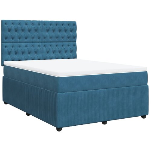 vidaXL Box spring postelja z vzmetnico temno modra 140x190cm žamet, (21308629) Cene