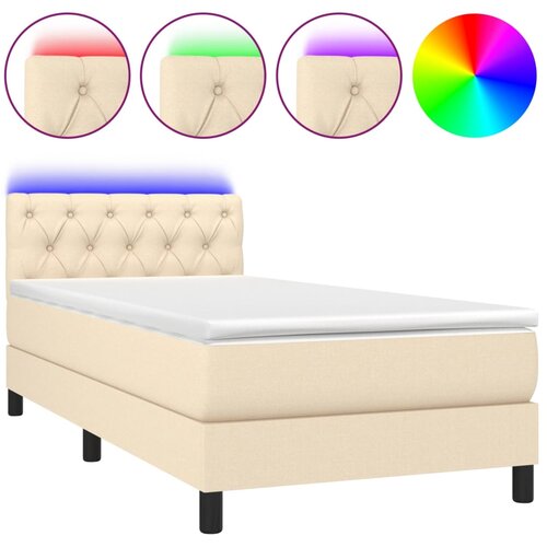 Maison Chic Box spring postelja - Vzmetna postelja z vzmetnico LED krem 80x200 cm blago SL21243, (21893161) Cene