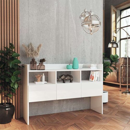 VidaXL Komoda visok sijaj bela 105x30x70 cm iverna plo&amp;scaron;ča Slike