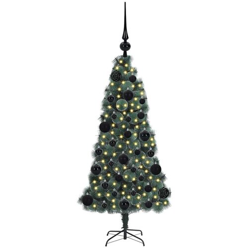 VidaXL Umjetno božićno drvce s rasvjetom i setom kuglica Zelena 120 cm Slike