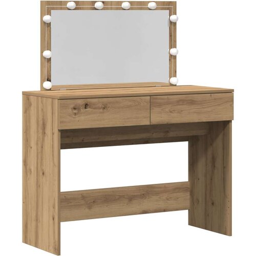  Toaletni Stolić s LED Osvjetljenjem Obrtnicki Hrast 100x40x120 cm Slike