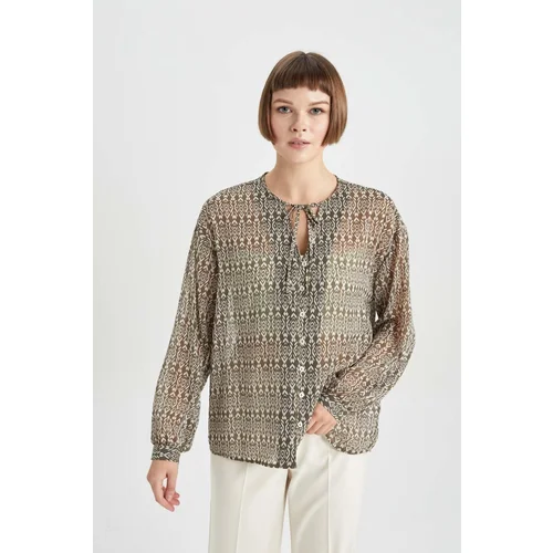 Defacto Oversize Patterned Long Sleeve Blouse