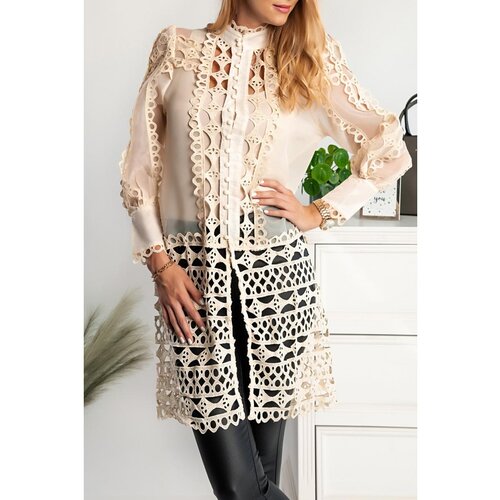 Fenzy Duga Poluprozirna Bluza S Čipkom Catllara, Krem Cijene