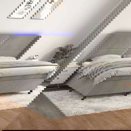  Krevet box spring s madracem LED svjetlosivi 160x200 cm bar&amp;scaron;un Slike