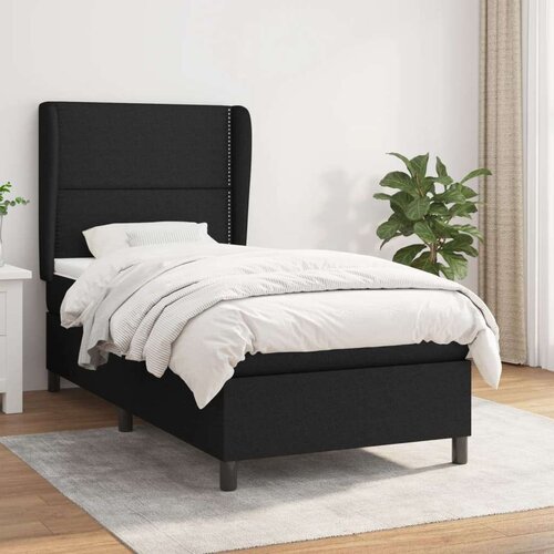  Box spring postelja z vzmetnico črna 90x200 cm blago, (20896802) Cene