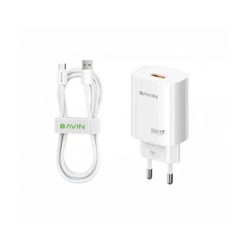 BAVIN punjač 22.5w Usb A + kabl Type C bela Slike