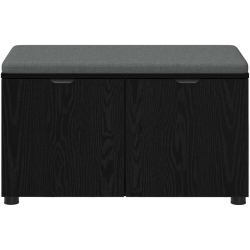  Klupa za hodnik s jastukom s vratima Crni hrast 80 x 38 x 46 cm Slike