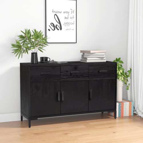 vidaXL Komoda črna 110x35x70 cm trdna reciklirana borovina Cene