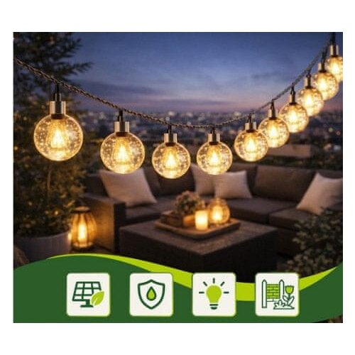  Solarna LED svetlobna veriga Gardlov 7 m | 50 LED kroglic | IP44/IP65 za&amp;scaron;čita | 8 svetlobnih načinov | topla bela zunanja dekoracija Slike