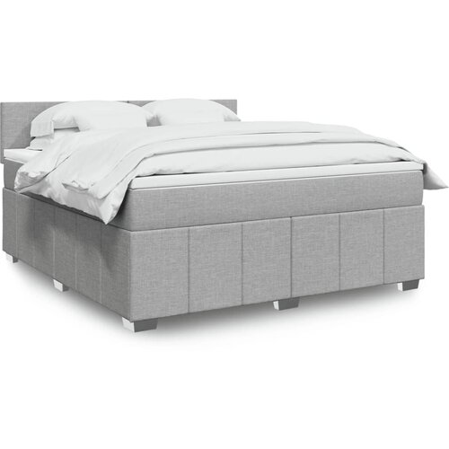 VidaXL Krevet s oprugama i madracem svjetlosivi 180x200 cm od tkanine Slike