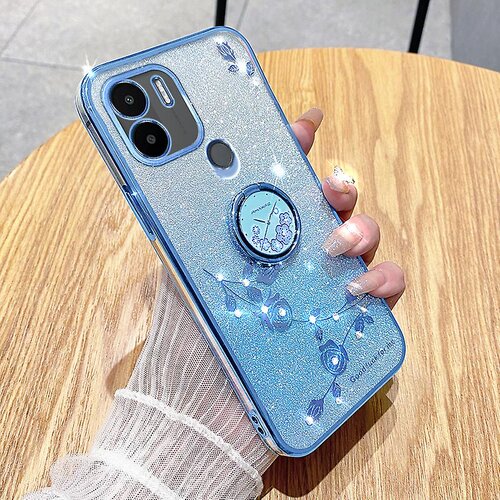 INORCO Ohišje s stojalom za Xiaomi Redmi A1+ 4G/A2+ 4G/Poco C50 4G Glitter Gradient Rhinestone Flower TPU galvansko ovitek za telefon, (22034777) Cene