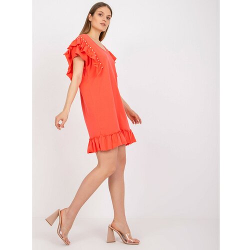 Fashion Hunters Coral mini dress with frills Slike