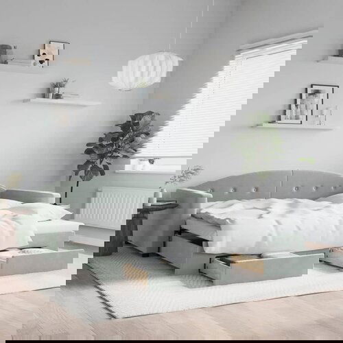  The Living Store Izvlečna dnevna postelja s predali svetlo siva 100x200 cm žamet - Izvlečna Dnevna Postelja, (21509053) Cene