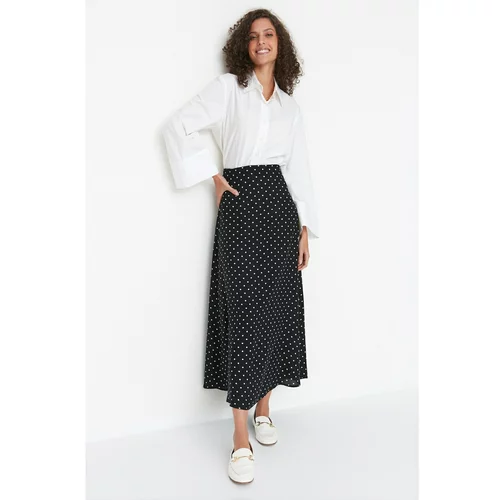 Trendyol Black Polka Dot Patterned Bell Woven Skirt
