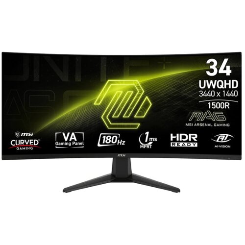 MSI "AW3423DW Monitor - 34 inča, UWQHD 3440x1440, VA panel, 180 Hz, zakrivljeni, gejming" Cene