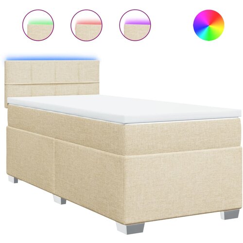 VidaXL Box spring postelja z vzmetnico krem 90x190 cm blago, (21291440) Slike