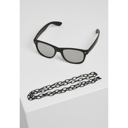 Urban Classics Accessoires Likoma Mirror With Chain Sunglasses Black/Silver Cene