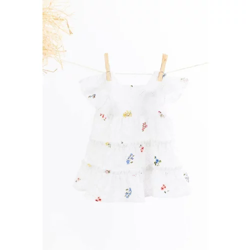 TARTINE ET CHOCOLAT Pamučna haljina za bebe boja: bijela, mini, širi se prema dolje