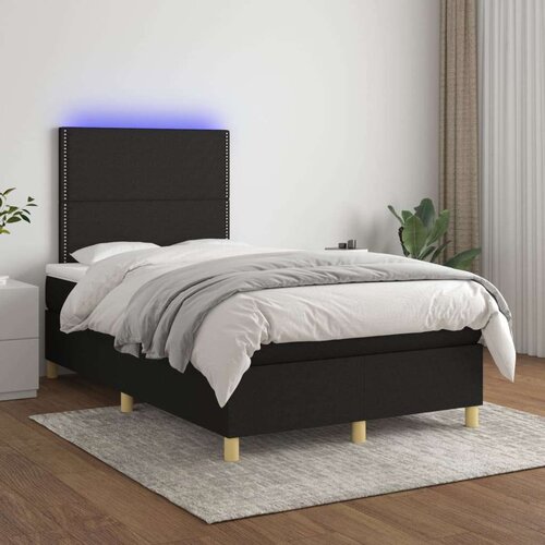  Krevet box spring s madracem LED crni 120 x 200 cm od tkanine Slike
