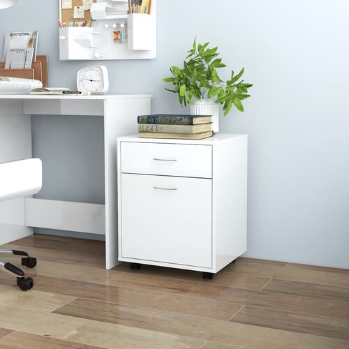 vidaXL ormarić s kotačima visoki sjaj bijeli 45x38x54 cm od iverice Cijene