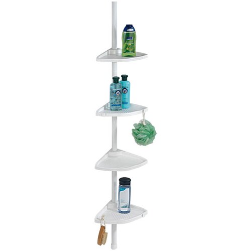 Wenko teleskopski kutni stalak za kupaonsku galanteriju compact (56 cm - 275 cm, 4 police, bijele boje) Slike