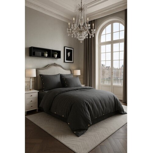 Mila Home Luxury Tamno siva posteljina za bračni krevet/za produženi krevet od renforce pamuka 240x220 cm Como Striped &amp;ndash; Slike