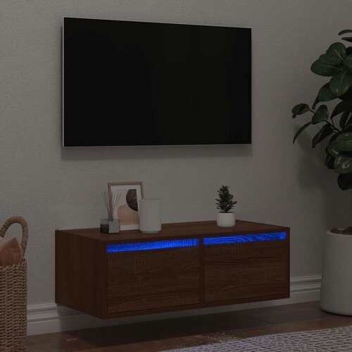 vidaXL TV omarica z LED lučkami rjav hrast 75x35,5x25 cm Cene