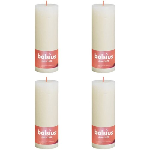 Bolsius rustične debele svijeće Shine 4 kom 190 x 68 mm nježno biserne Slike