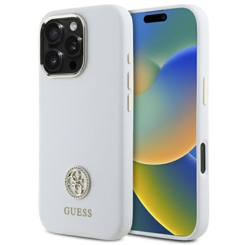 Guess OVITEK TRDI ZA IPHONE 16 PRO 6.3 SILIKONSKI LOGO STRASS 4G LUXURY, (5000011029) Cene