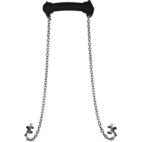 Ouch! Silicone Bit Gag with Nipple Clamps Black Cijene