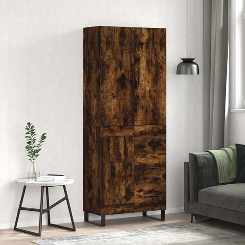  Visoka komoda dimljeni hrast 69,5x34x180 cm konstruiranog drva Cijene