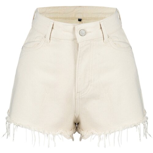 Trendyol Ecru Plain Short Denim 100% Cotton Shorts & Bermuda Cene