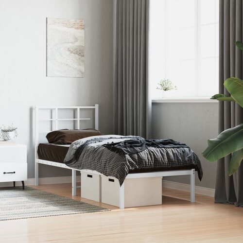  The Living Store Kovinski posteljni okvir z vzglavjem bel 80x200 cm - Posteljni Okvir, (21450833) Cene