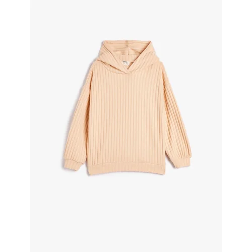  Ribbed Soft Textured Hooded Sweatshirt