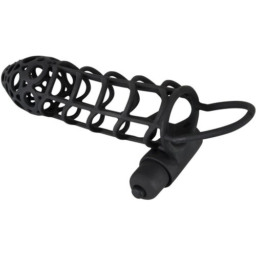 Black Velvets Sleeve Navlaka za penis, Vibrirajuća, 10 režima rada, 14cm Slike