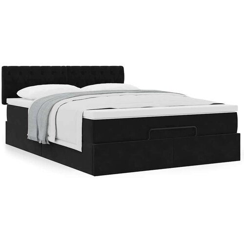 VidaXL otomanski krevet s madracem crni 140x190cm bar&amp;scaron;unasti Slike