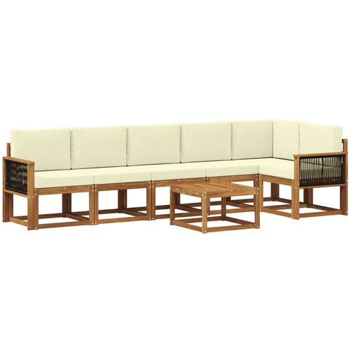 vidaXL Zunanja garnitura za sedenje 7 pcs Naravna in smetana Poliester, (5000282210) Cene