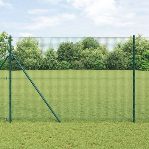 VidaXL zavarena žičana ograda sa 13 stupova Zelena 1.6x25 m Čelik Slike