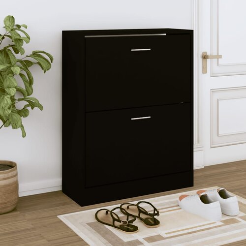 VidaXL Ormarić za cipele crni 63 x 24 x 81 cm od konstruiranog drva Slike