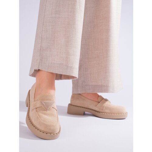 W. POTOCKI Suede women's loafers beige Potocki Slike