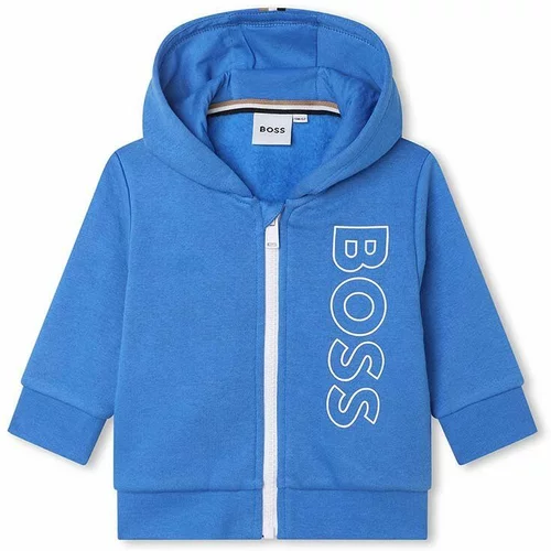 Boss Pulover za dojenčka mornarsko modra barva, s kapuco