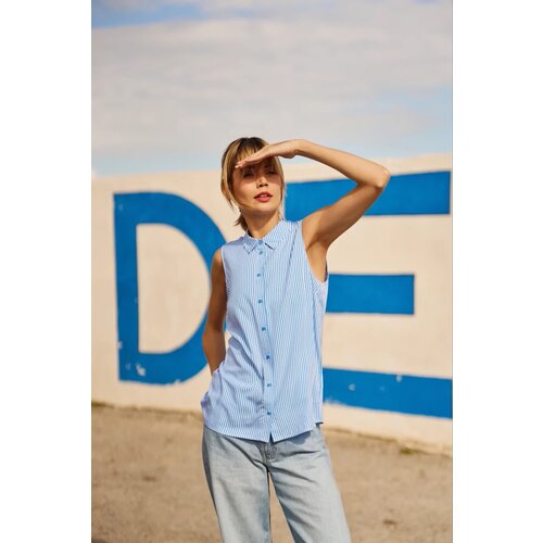 Marisse Blue Striped Viscose Shirt Slike