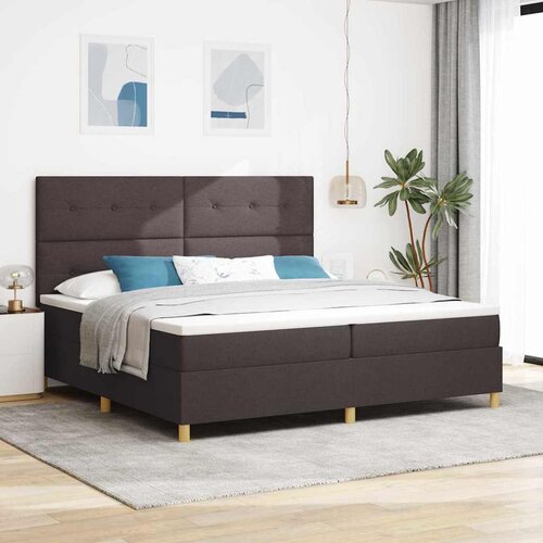  LED Box Spring Krevet Tamno smeđa 200 x 200 cm tkanina Cijene