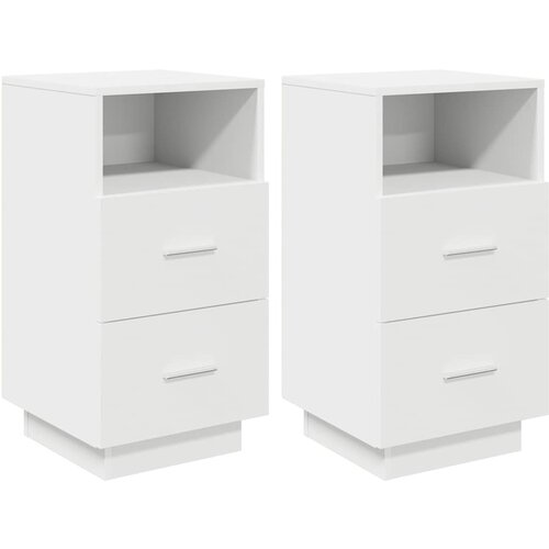Maison Chic Dvo delni komplet Nočne omarice - Nočne mize z 2 predaloma bela 36x36x68 cm, (21686880) Slike